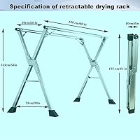 Vista 7 de Estante retráctil de secado de ropa para lavandería, perchero de acero inoxidable para lavandería (60 pulgadas)