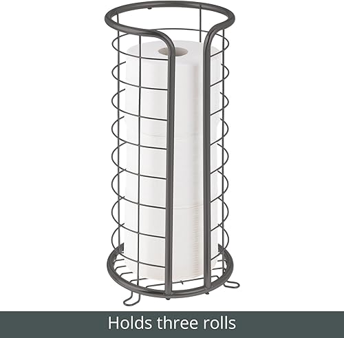 Miniatura 5 de mDesign - Soporte de metal para papel higiénico con 3 rollos de papel higiénico para cuarto de baño o sala de polvo, 02325MDBSTEU, paquete de de 1,