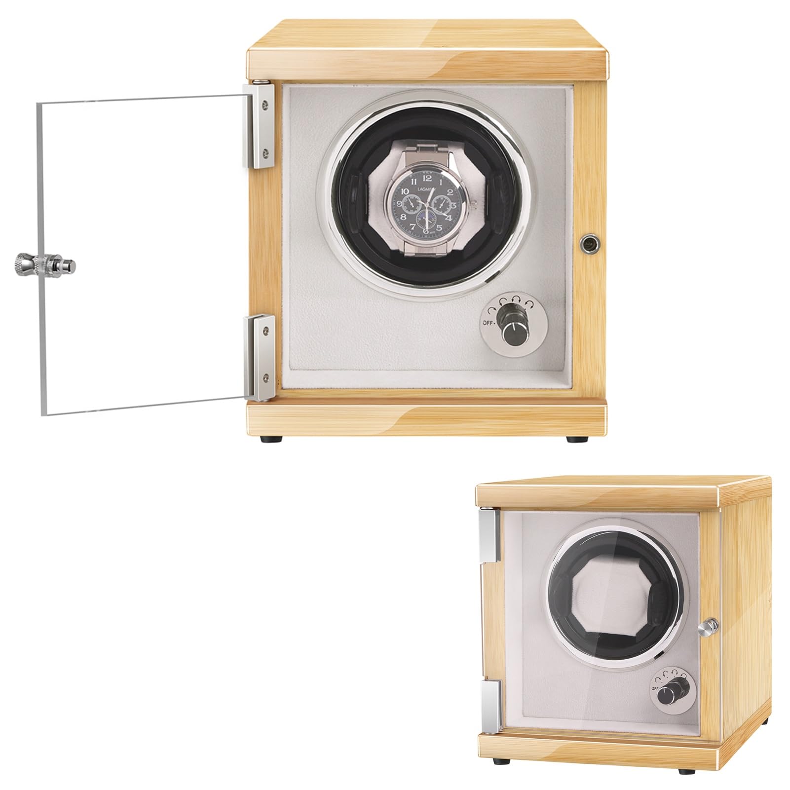 MYUYEE Automatic Watch Winder For 1 Watches 4 Tpd Modes Wooden Self Winding Mechanical Watch Storage Box Watches Display Winding Case With Quiet Motor For Men And Women Watches
