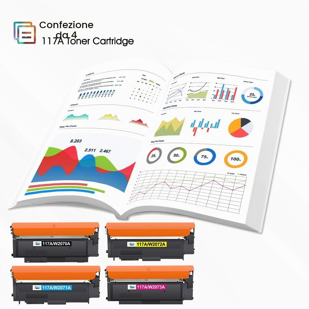 Cool Toner Cartuccia 117A compatibile con HP Color Laser MFP 178nw 179fnw 150nw 150a 178nwg 179fwg 178 179 150 W2070A W2071A W2072A W2073A 117A Inchiostro (nero ciano giallo magenta, confezione da 4) | Compatibile per HP Color Laser MFP 150nw 150a 179fnw