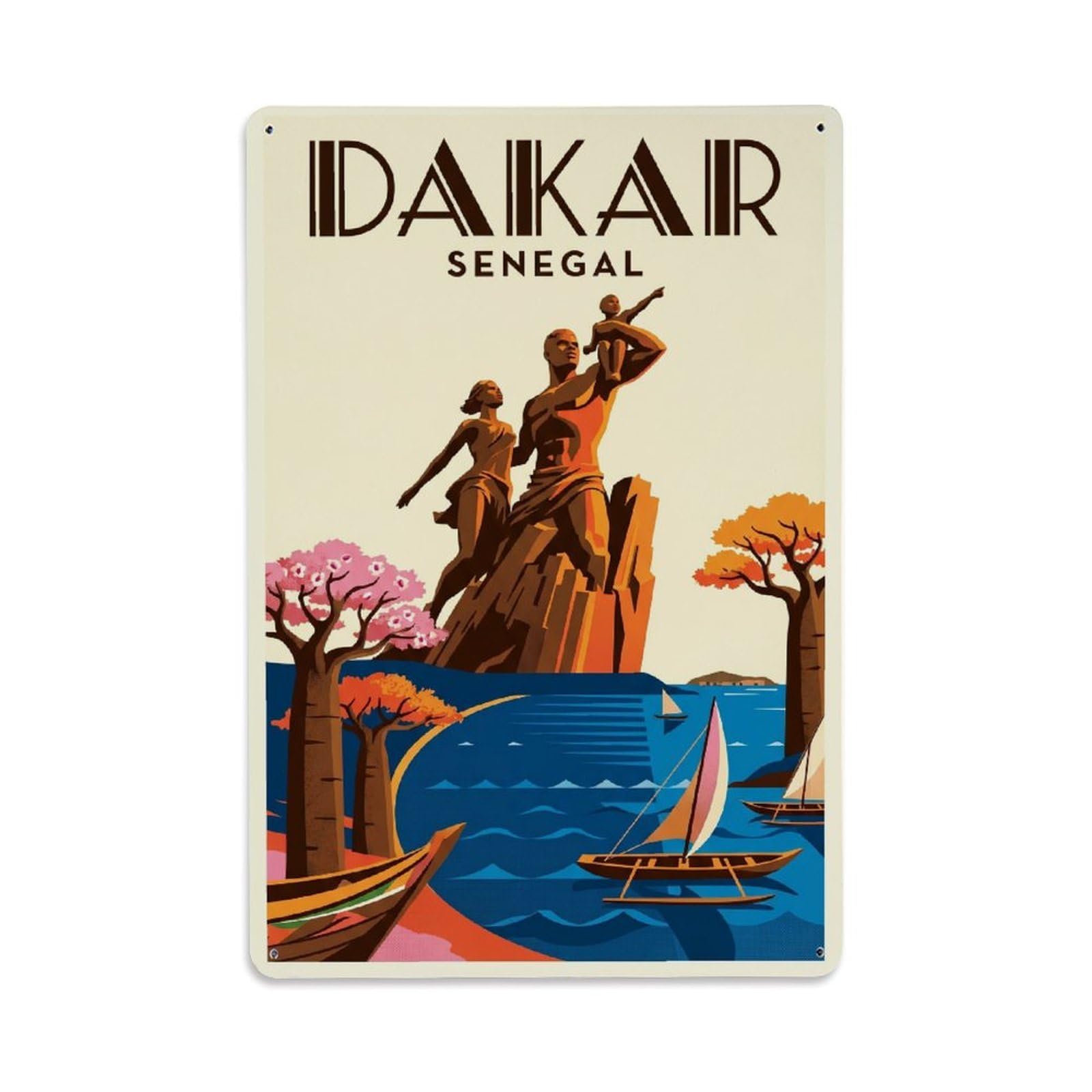Metal Tin Sign Vintage Travel Senegal Dakar