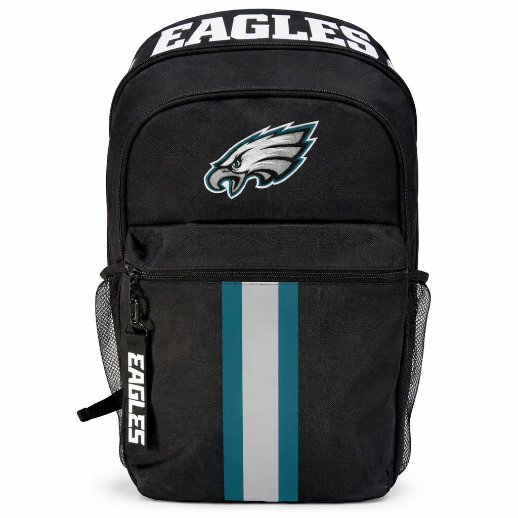 NFL Philadelphia Eagles Backpack – Triple Stripe Wordmark Design with Keychain