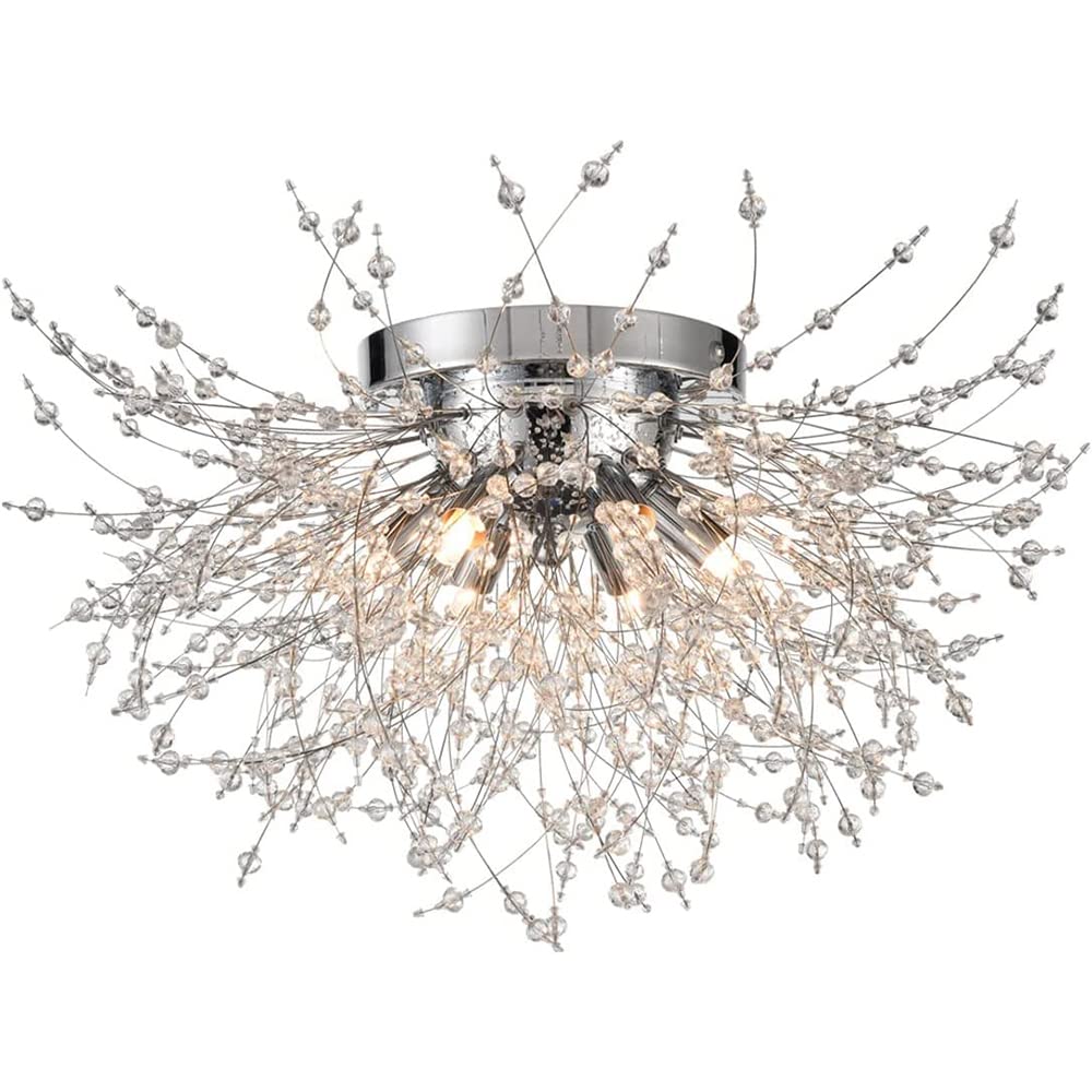 EFPD Fireworks Chandelier, G9 Crystal Ceiling Light, recessed Installation, for Lighting bedrooms, Dining Rooms, Living Rooms and Kitchen Islands. (Silver Ceiling Light 6T) โ image 1