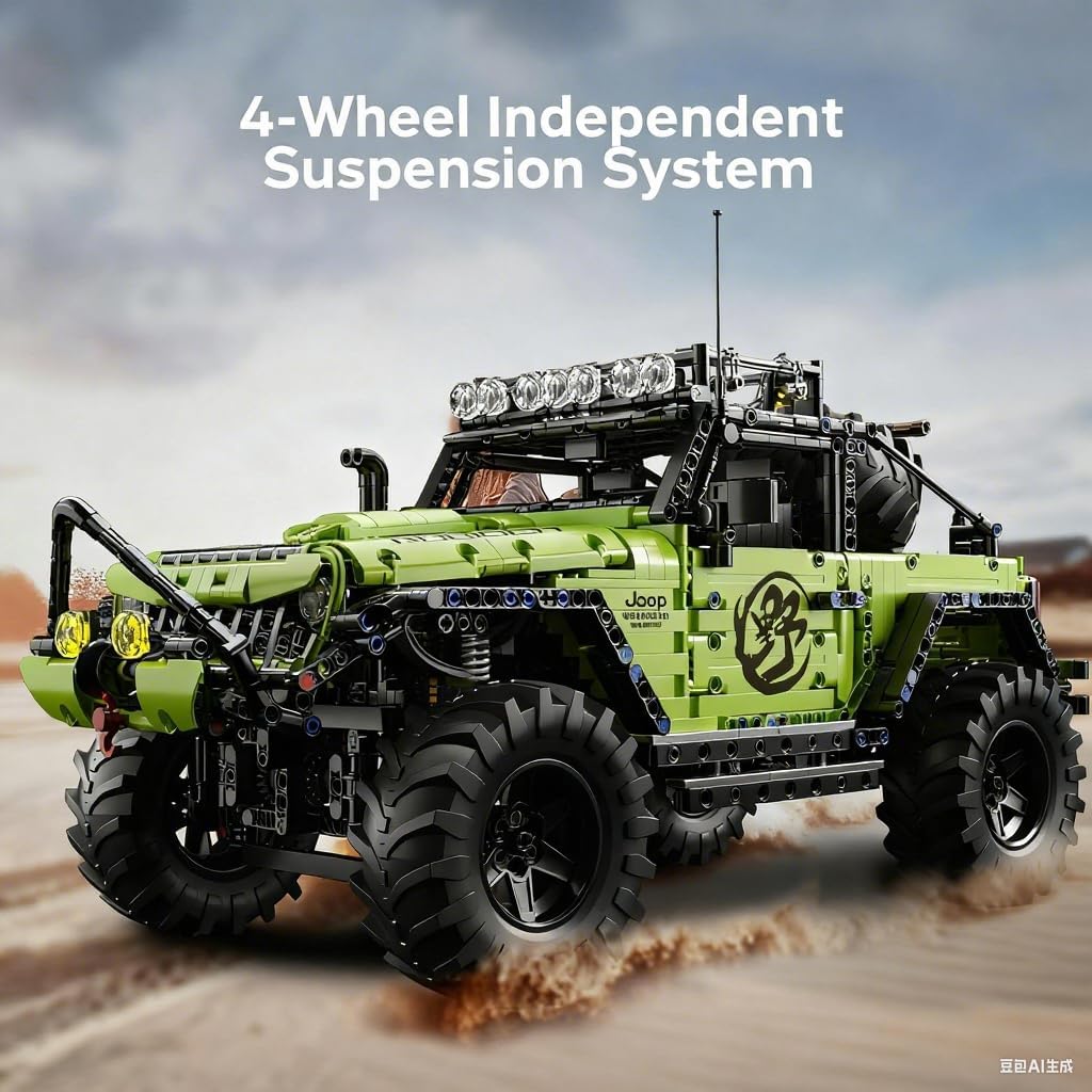 Wrangler 1:8 Scales Off-Road Cars Building Block Sets for Adults-4x4 All Terrain Off Roader Trucks Vehicle SUV Model Toys Kits Birthday for Boys Men Teens Age 14+（2357 PCS）