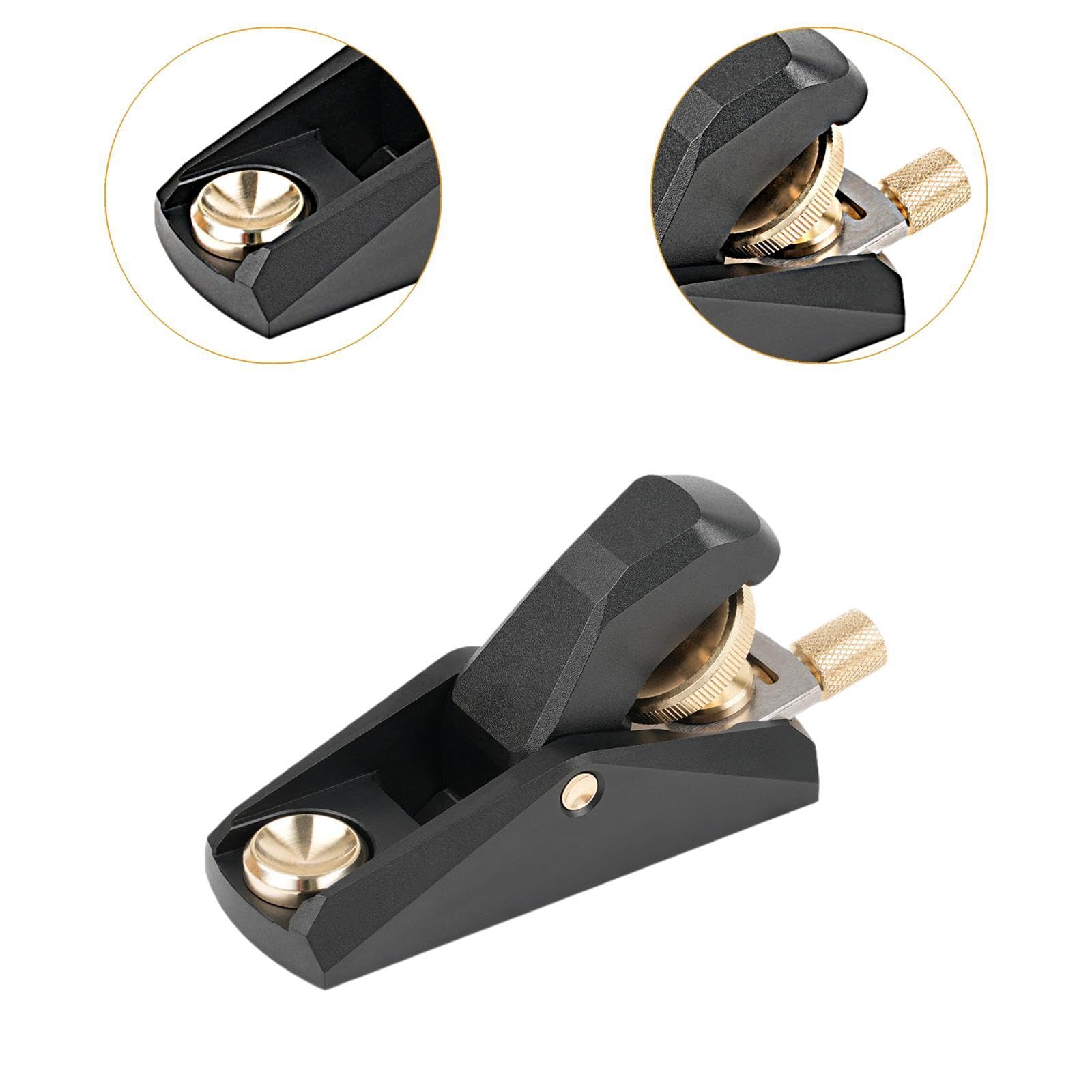 Cepillo de Madera Bajo Ángulo Avión Manual Carpintero Aleación de Latón Aluminio Ergonómico Fácil Operación Adecuado para Retoques Recortes Y Trabajos, Mini Negro