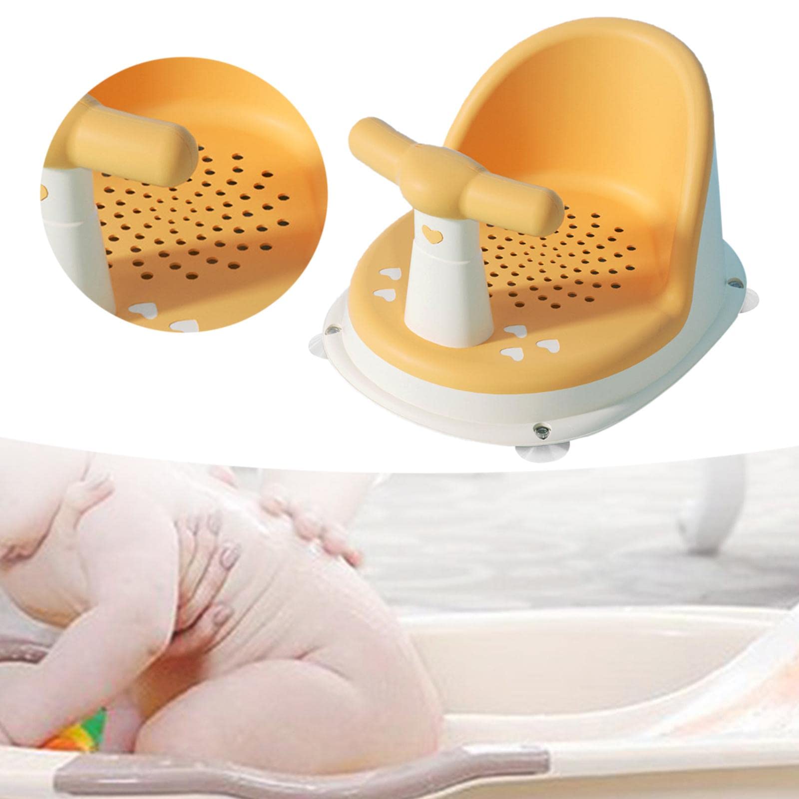 Asiento de Baño para Bebés con Diseño de Dibujos Animados, Asiento para Bañera con Ventosas para Bebés de 6 Meses con Respaldo.