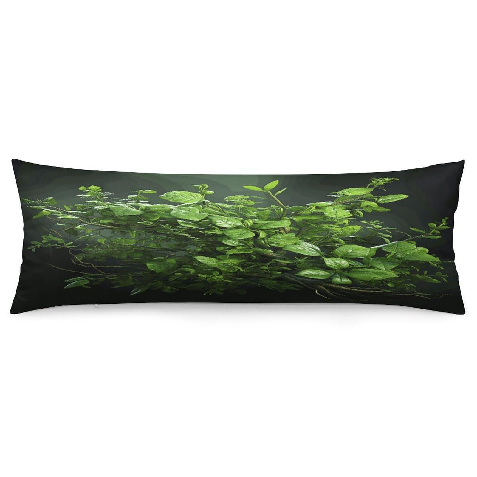 Green Leaves Pillow Case Soft Breathable Long Pillowcover Pillow Protector Suitable for Sofas Car Chairs and Any Room