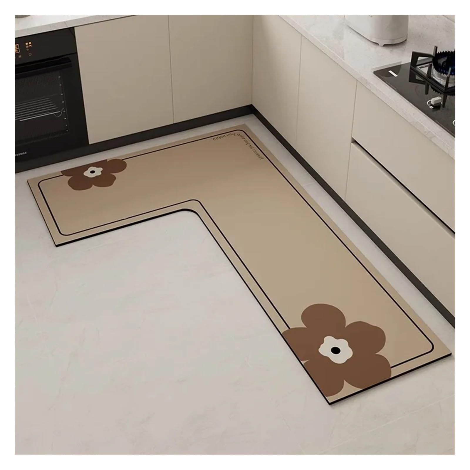 Tapis de sol de cuisine en L en PVC absorbant et décoration d'intérieur