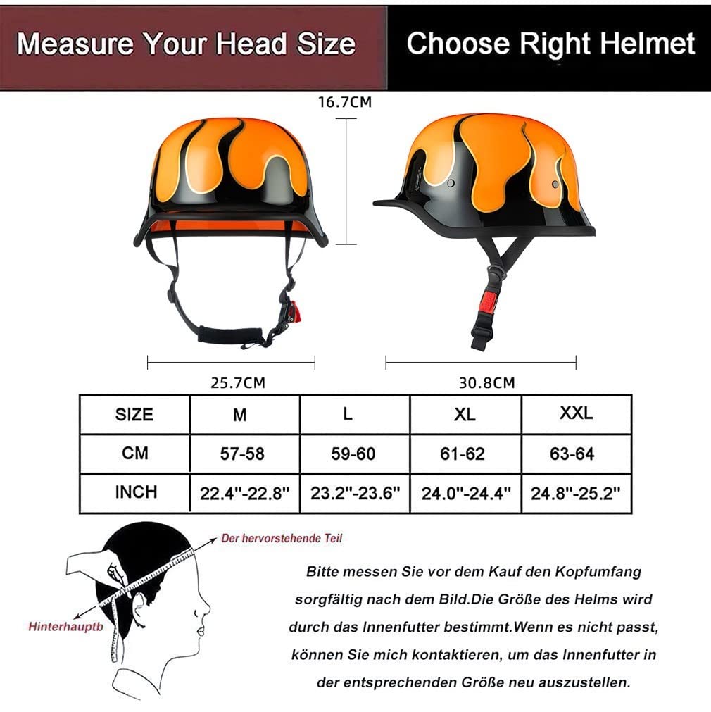 Halbschalenhelm Deutsche Halbhelm Motorradhelm ECE-Zertifiziert | Rollerhelm Jethelm Moped Helm Motorrad-Roller StraßEnmoped Halbhelm Unisex-Helm/GrößE:M~2XL