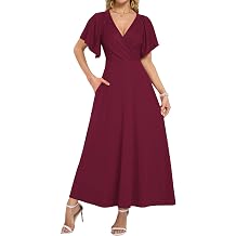 AUSELILY Maxi Dresses Women 2026 Ruffle Sleeve V Neck Summer Wrap Dress