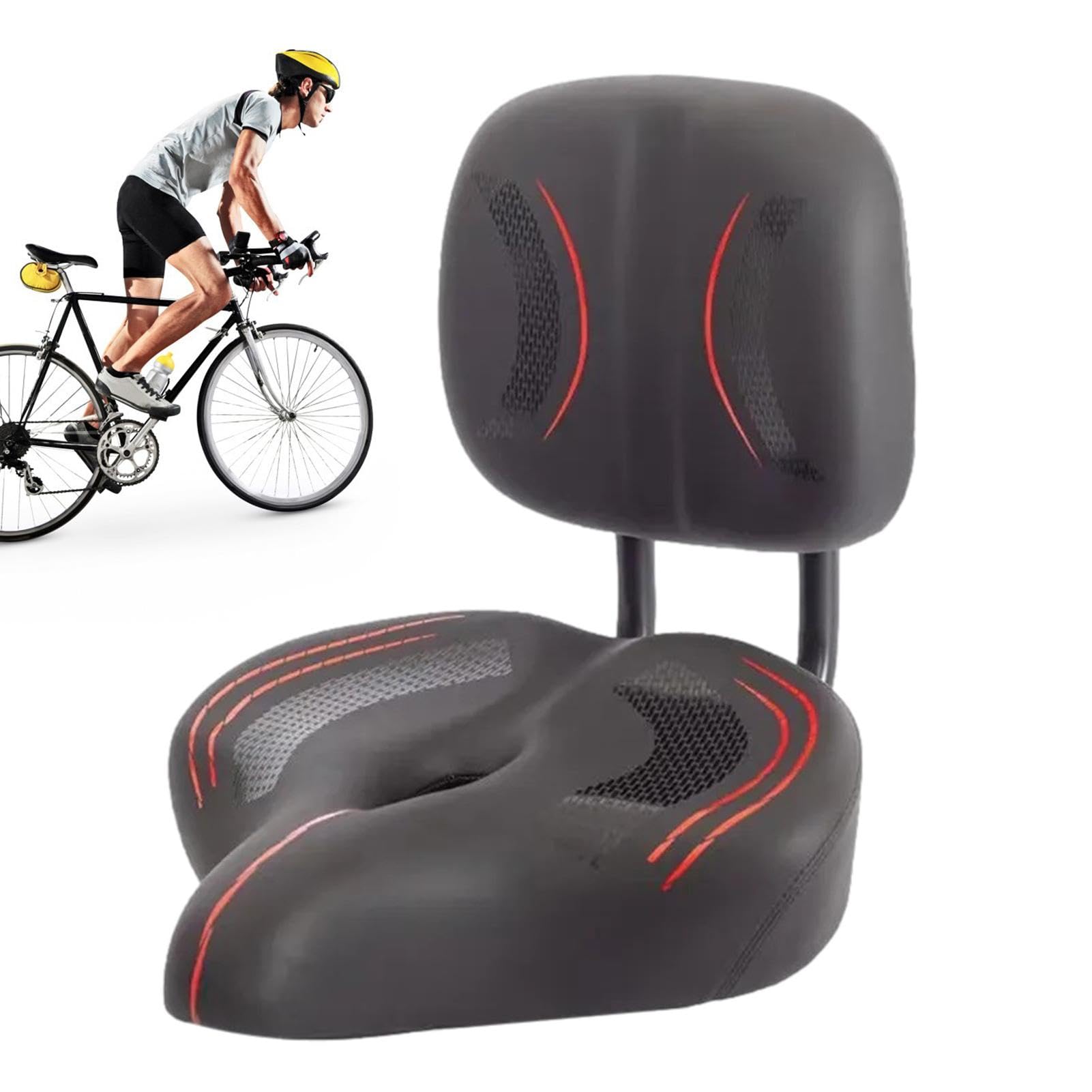 Siège de vélo avec Dossier Large siège de Selle de Tricycle de vélo avec Support Dorsal Coussin de siège de vélo d'exercice Confortable Selle de vélo Confortable surdimensionnée