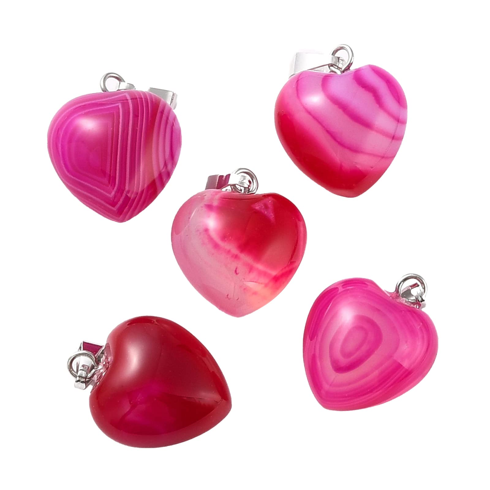 BEEFLYING 10 Pcs Gemstone Heart Pendant Charms Natural Agate Charms Healing Stone Pendants for Jewelry Making Crafts Supplies