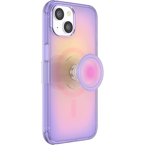 PopSockets iPhone 14 Case with Phone Grip and Slide Compatible with MagSafe, Phone Case for iPhone 14, Wireless Charging Compatible- Aura