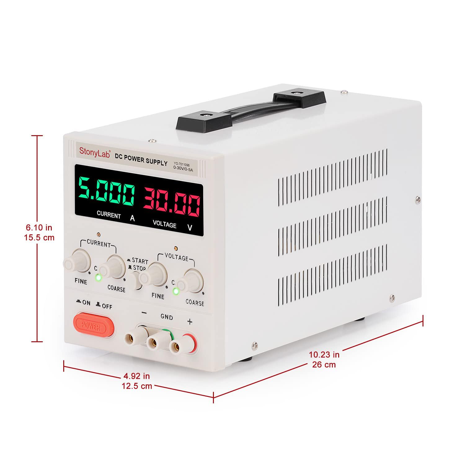 stonylab Fuente Alimentación de DC Digital, 30 V/5 A Modo Interruptor de Salida Soltero Ajustable Fuente de Alimentación DC Regulada para Investigación de Laboratorio de Prueba de Banco