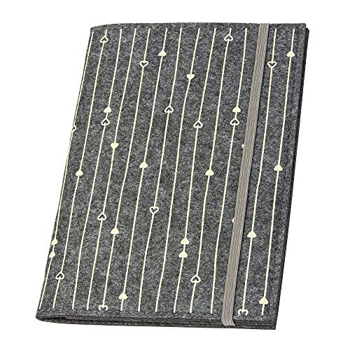 Funda para carné de maternidad 'rayas & Herzen' de fieltro gris (color a elegir) | Funda de diseño para cartilla de embarazo alemana con marcapáginas y compartimentos Cover