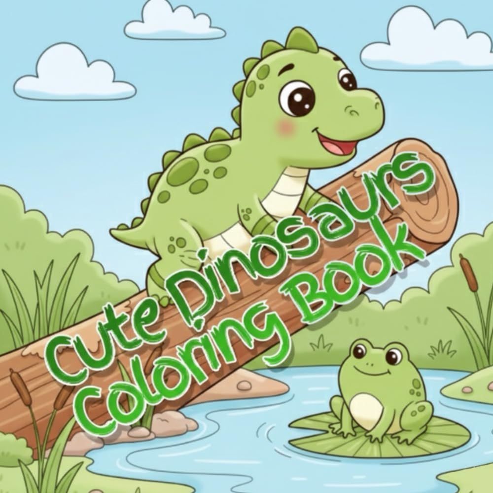Cute Dinosaurs Coloring Book: Fun and Simple Coloring Pages with Friendly Dinosaurs for Kids Ages 3–6