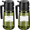 2-Piece Olive Oil Dispenser and Oil Sprayer for Cooking with Labels, 16oz470ml Glass Oil Bottle Coated Green, 2 in 1 Olive Oil Dispenser Bottle for Kitchen, Oil Mister for Air Fryer, Salad, Frying