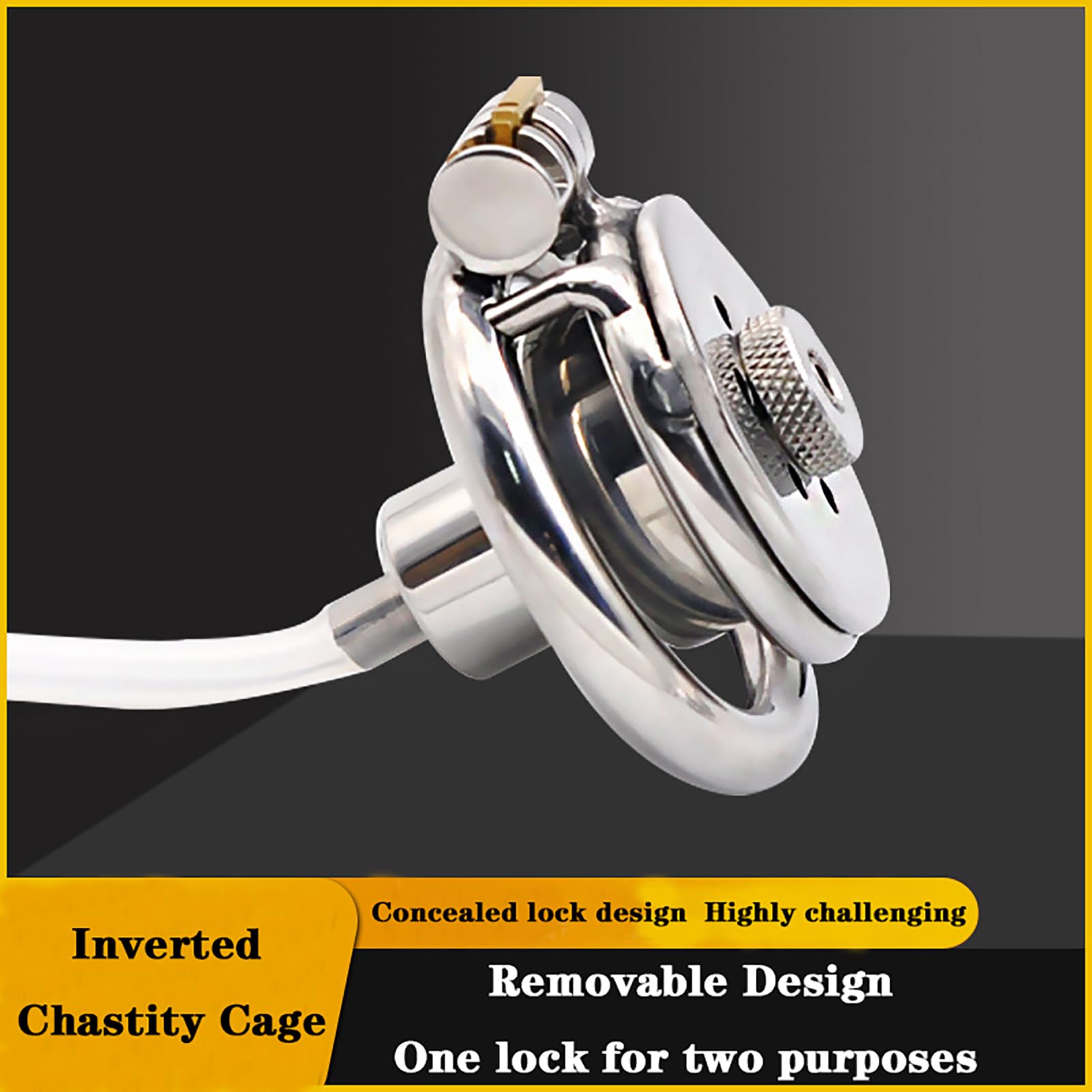 Inverted Flat Chastity Cage Uomo Sissy Cintura Di Castità Maschile Metallo Cock Cage Erotitici Sexy Per Coppie (50MM,A)