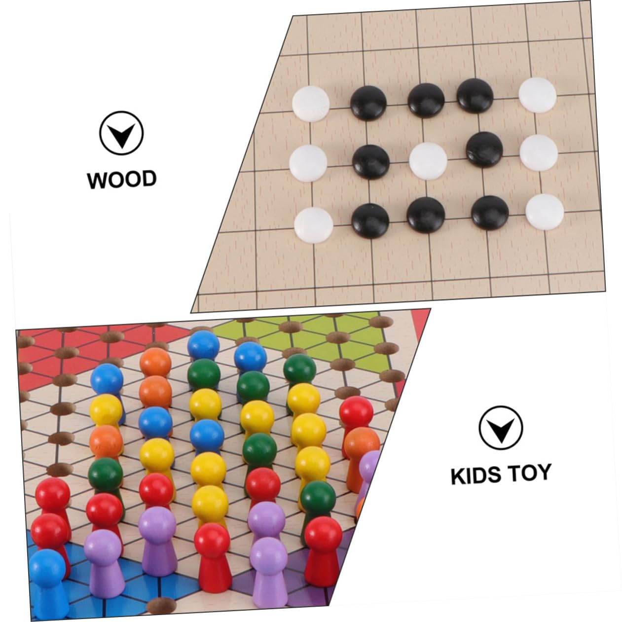 Jeu de Dames Gobang Jeu de Société Créatif et Coloré en Bois pour Garçon et Filles Jouet Éducatif Léger Toucher Confortable pour Moments en Famille