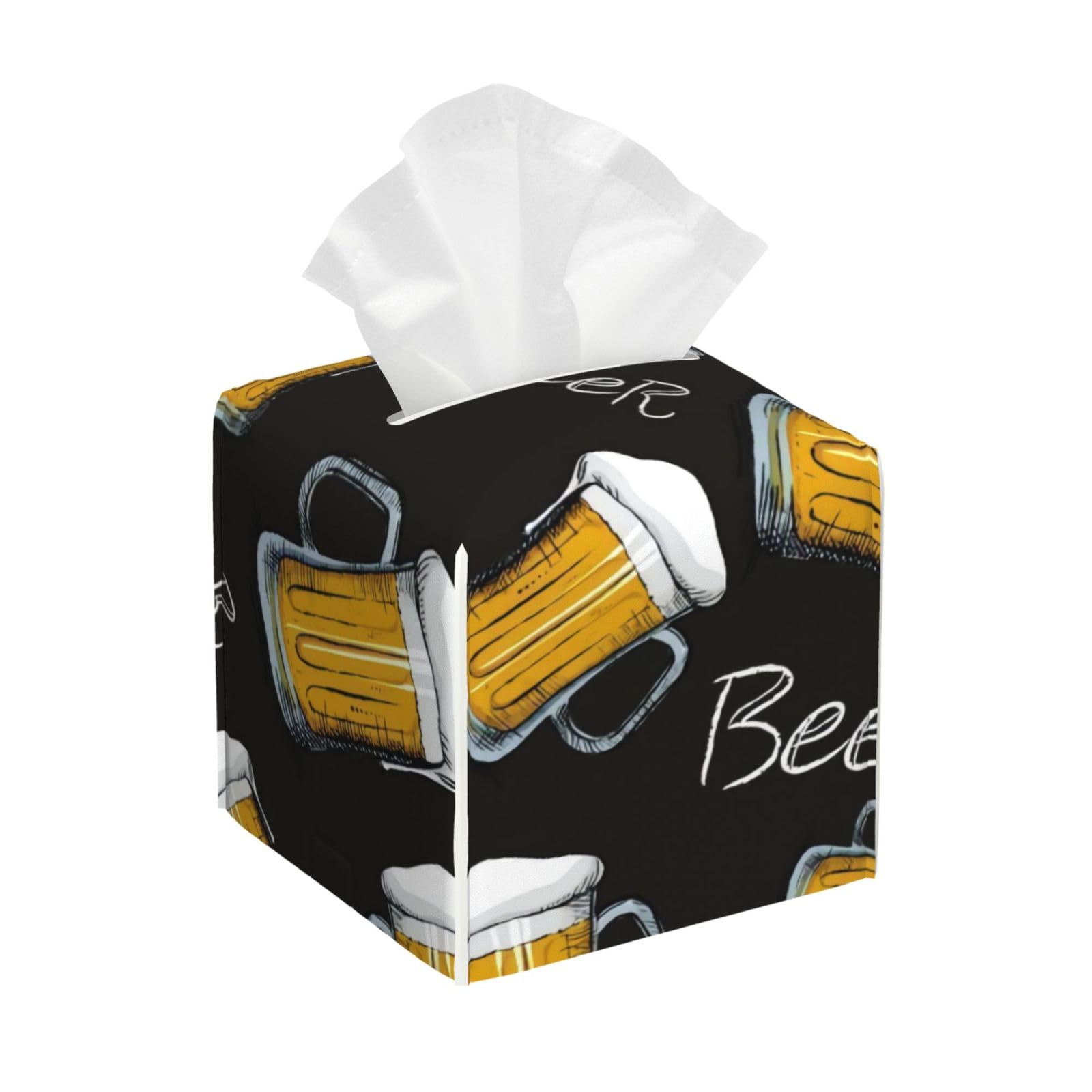 Beer Drinking Saint Patricks Square Tissue Box Cover with Modern and Stylish Bottom Tissue Box Storage Space