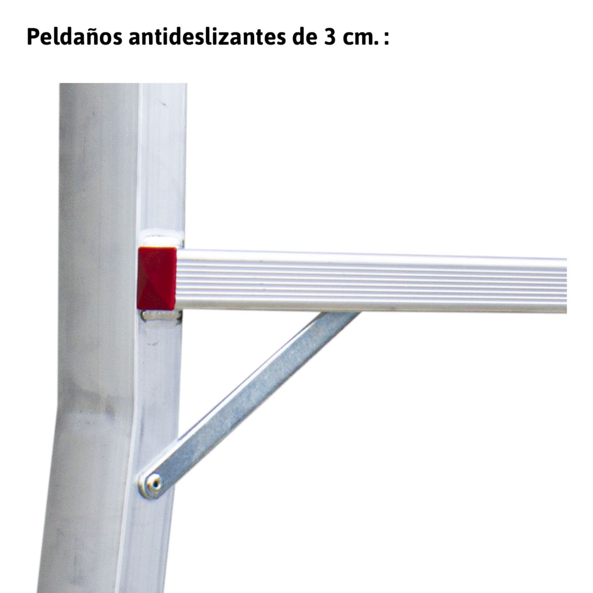 Faraone - Escalera con Plataforma PLS3-200x73x26 cm - Escalera 3 Peldaños - Escalera Plegable de Aluminio - Uso Profesional - Fácil de Transportar - con Ruedas - Amplio Plano de Trabajo