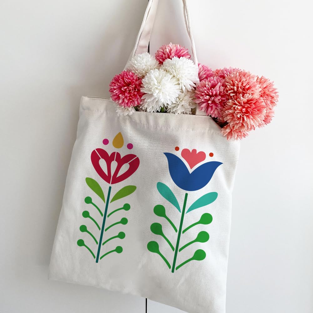 FINGERINSPIRE 6 Pz Stencil a Strisce Lunghe con Pennello 30x15cm Riutilizzabile Motivo Floreale Motivo Folk Art Stencil per Pittura su Pareti, Legno, Tessuto, Mobili, Decorazioni Fai da Te per La Casa