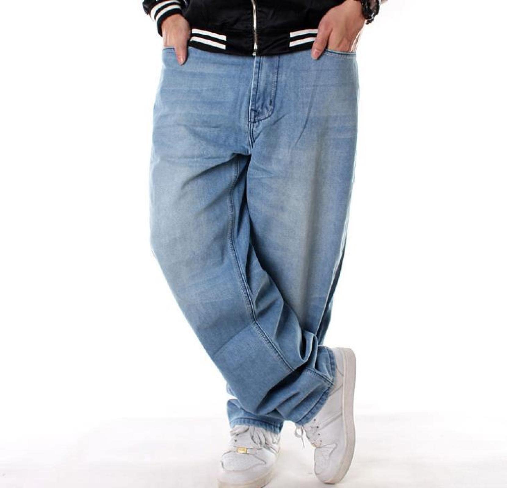 Dżinsy męskie spodnie na co dzień luźne plus size męskie dżinsy workowate spodnie na deskorolkę hiphop mężczyźni chłopcy wiele kieszeni denim hip hop rapy spodnie cztery pory roku