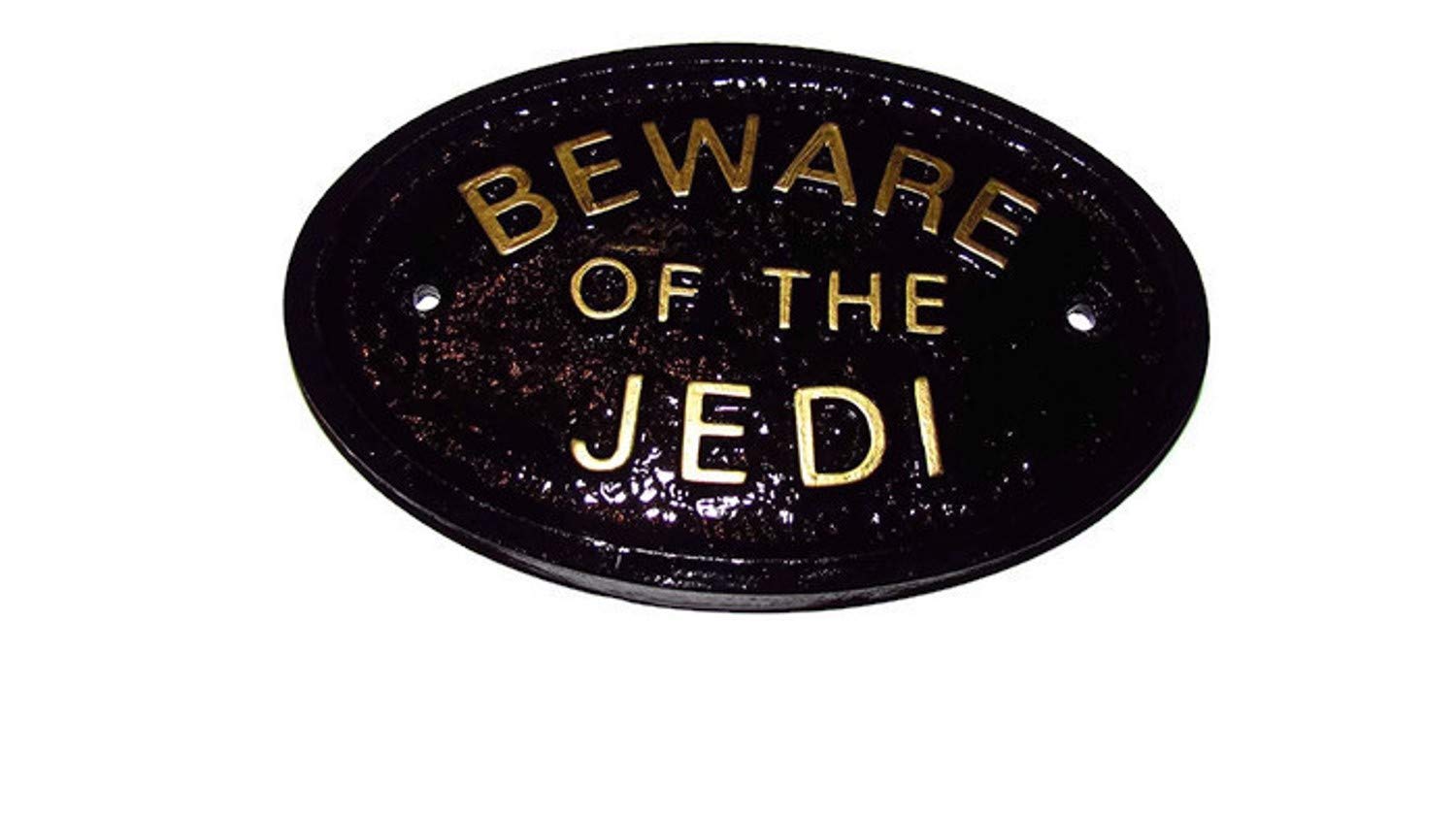 Artisan Gold "Beware Of The Jedi" House/Garden Wall Plaque In Black With Raised Lettering