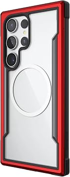 Samsung Galaxy S24 Ultra Case, Compatible with MagSafe, Metal Frame, Clear PC Back, TPU Bumper, Shockproof, Anti-Fingerprint, Shock Absorption, No Yellowing, Lens Protection, Wireless Charging