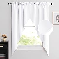 Vista 17 de NICETOWN Cortinas elegantes con caída de cascada para dormitorio, cortinas con jareta para barra estilo granja para sala de estar, cortinas rústicas
