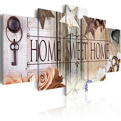 AWLXPHY Decor Home Sweet Home Canvas Wall Art Painting 5 Panels Framed for Living Room Decoration Modern Still Life Love Stretched Print Artwork Giclee Wedding Gift (Beige, W60"x H30")