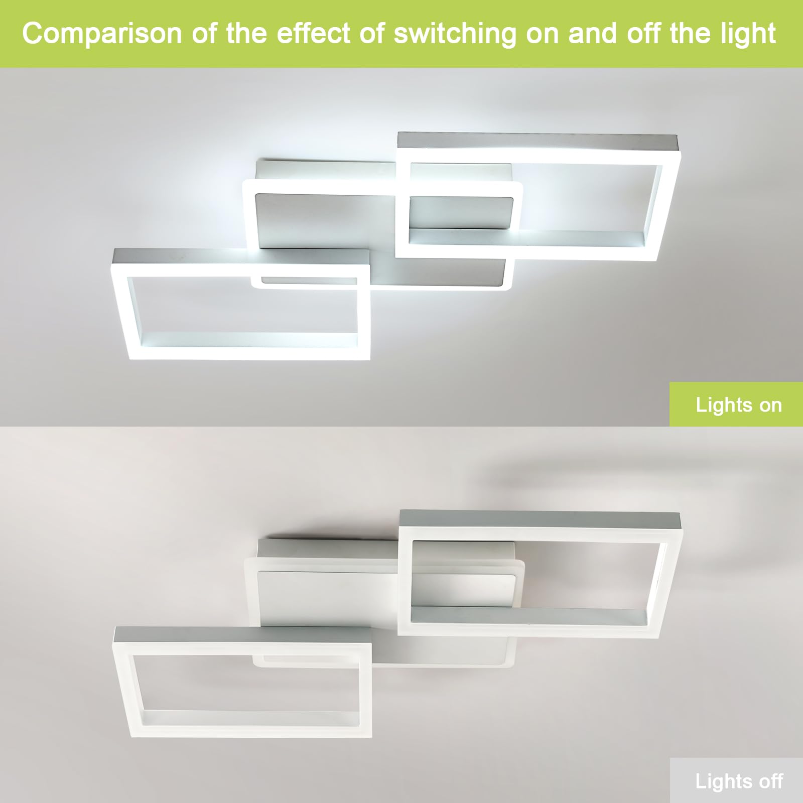 Tealight Plafoniera LED Soffitto, 46W Plafoniera LED Soffitto Moderna Quadrata Design, 5400LM Plafoniera Camera da Letto Bianco per Soggiorno Camere da Letto 6500K Luce fredda