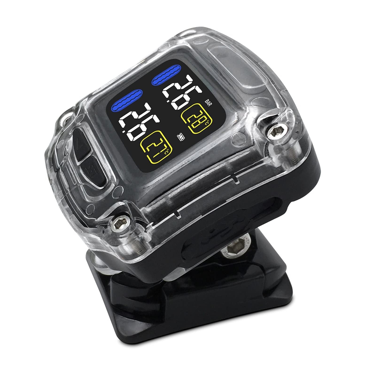 Strumenti di controllo della pressione dei pneumatici MOTO TPMS. Motocicletta moto. LCD. Schermo Visualizza il sistema di monitoraggio della pressione del pneumatico Supporto in tempo reale e temperat