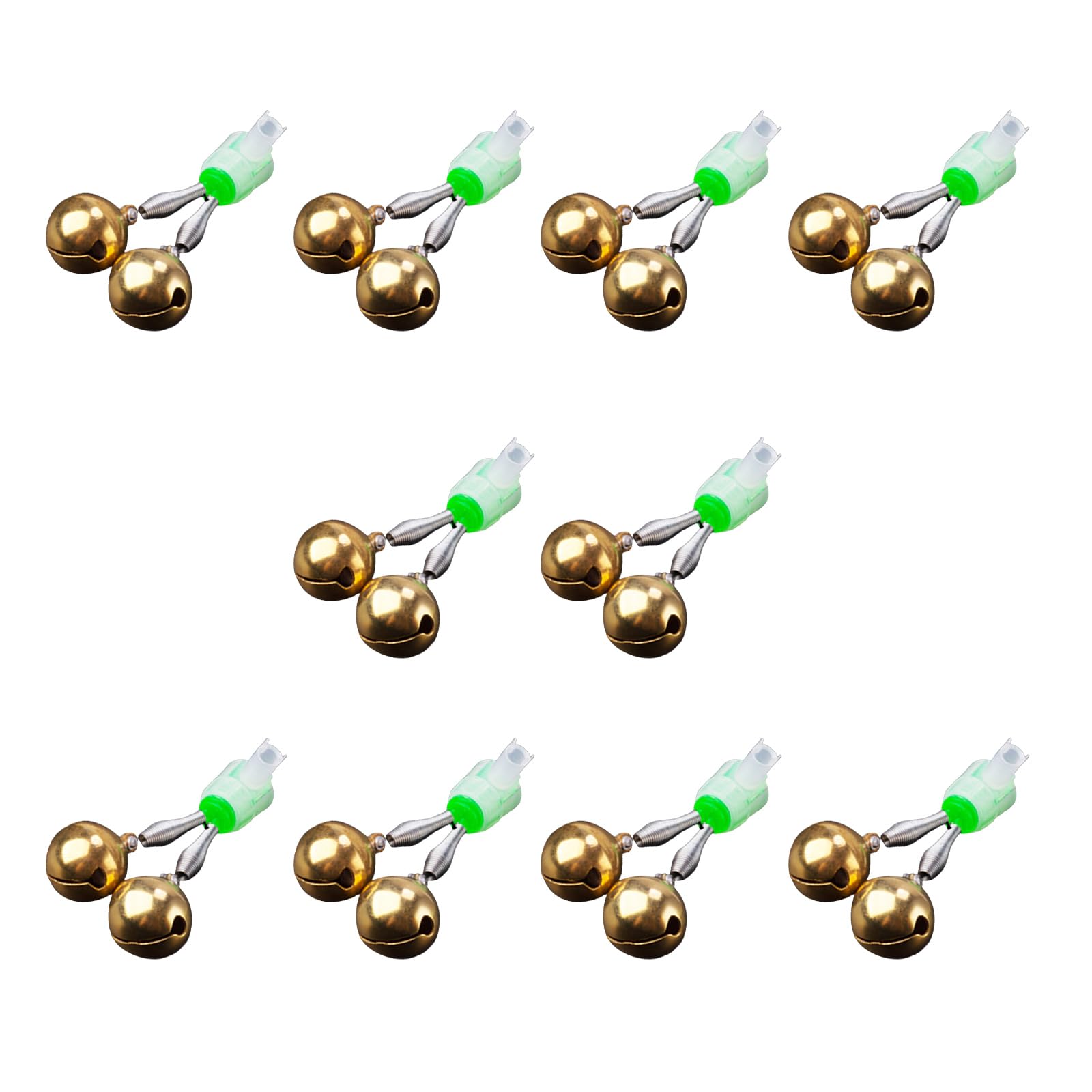 ZEXKENS 10Pcs Double Bells Bites Mark Indicators Fishing Rod Alarm Bells Clip Fishing Bites Alarm for Night Fishing