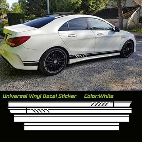 MountainValleyClimber Universal Car Racing Body Side Stripe Skirt Roof Hood Decal Sticker for All Cars Vinyl Bumper Decal(4Pcs) (White)