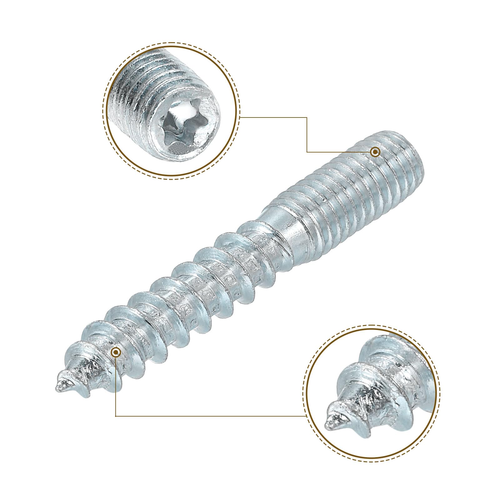 Hanger Bolts with Nuts - Carbon Steel Furniture Fasteners -4