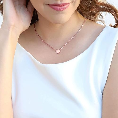 Miniatura 5 de M MOOHAM - Collar con inicial de corazón para niñas y mujeres, collar con colgante de corazón con delicada circonia cúbica para mujeres y niñas,