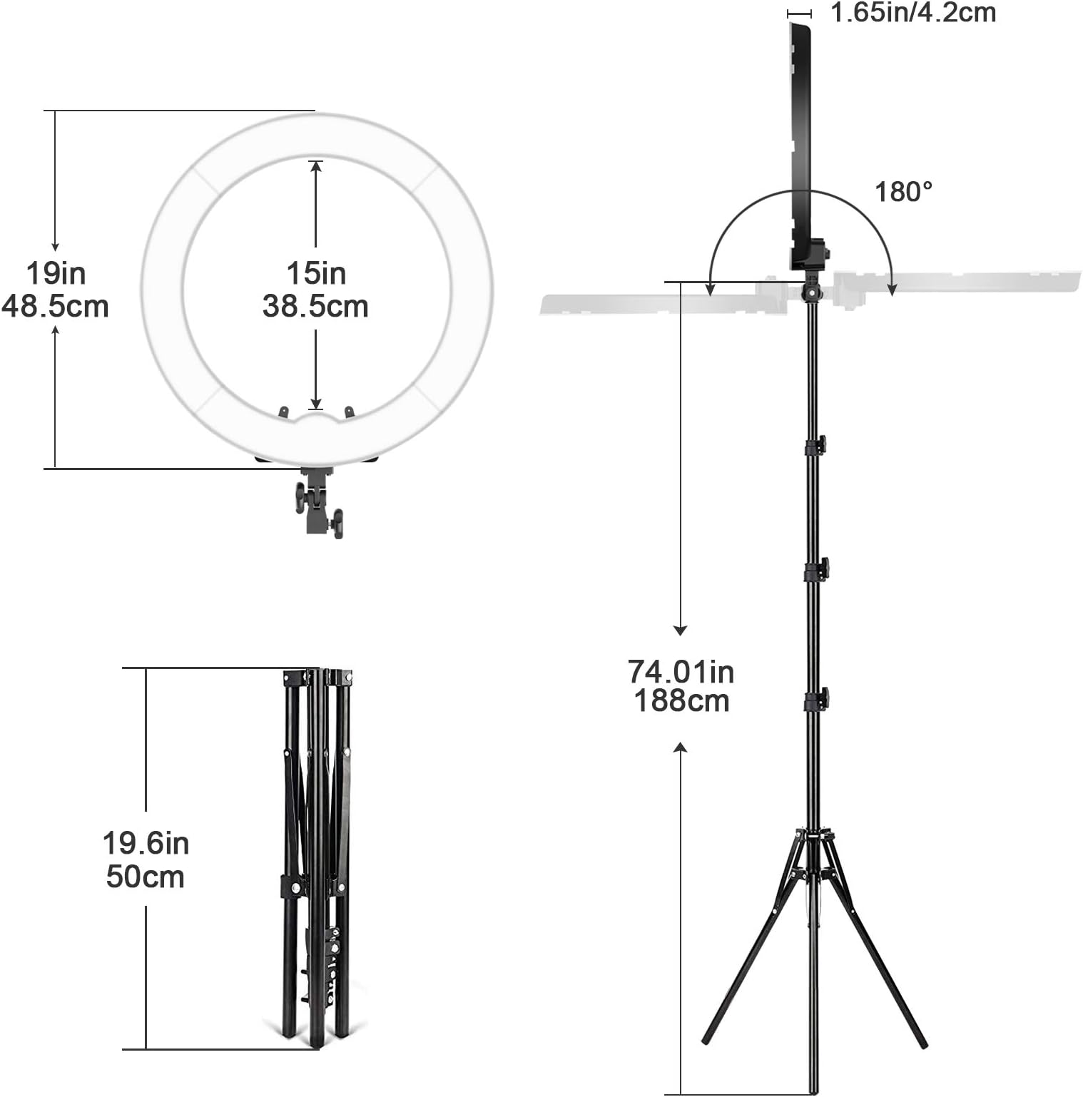 Digital Juice RingBurst 252 - Affordable LED Ring Light: 19 Inch, 55W, 5600K Color Temperature, Dimmable Photo Studio Lighting Kit for Makeup, Tutorials, YouTube, Vimeo, Vine Video Shooting