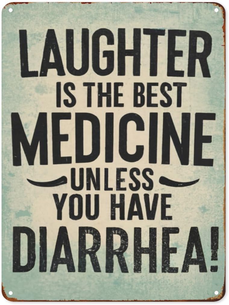 Anceky Women's Style-4 Laughter Is The Best Medicine Unless You Have Diarrhea Metal Tin Signs Funny For Garage Bar Pub Diner Cafe Wall Decor Encourage Words Home Art Decor Signs For Man Wall Signs 12"×16"