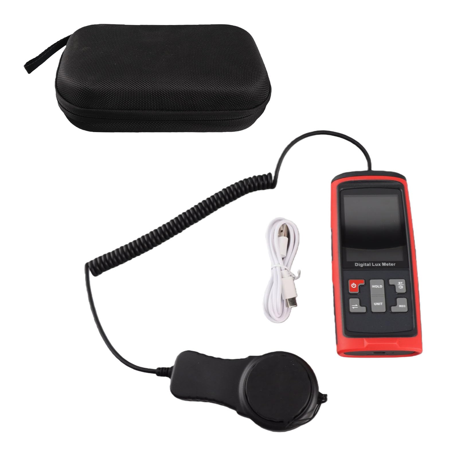 LiebeWH Fotometer Luxmeter Handmessgerät Beleuchtungsstärkemesser 0-200000Lx mit 270° Drehbarem Sensor Datenaufzeichnung & Temperatur für Zuhause Büro Garten Pflanzenpflege