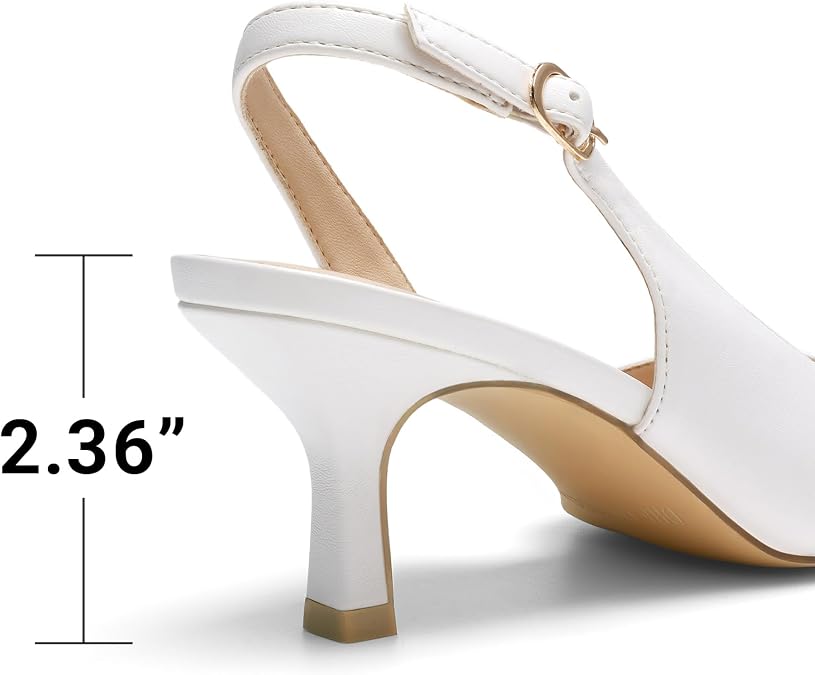 DREAM PAIRS Women's Kitten Heels Slingback Closed Pointed Toe Low Pumps Shoes Women Party Bridal Shoes