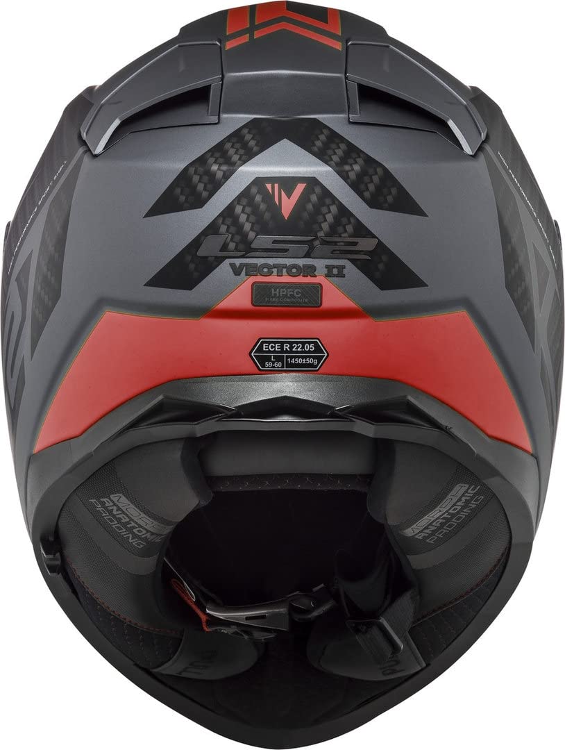 LS2, Casco Moto Integral VECTOR II SPLITTER Matt Titanium Red, M