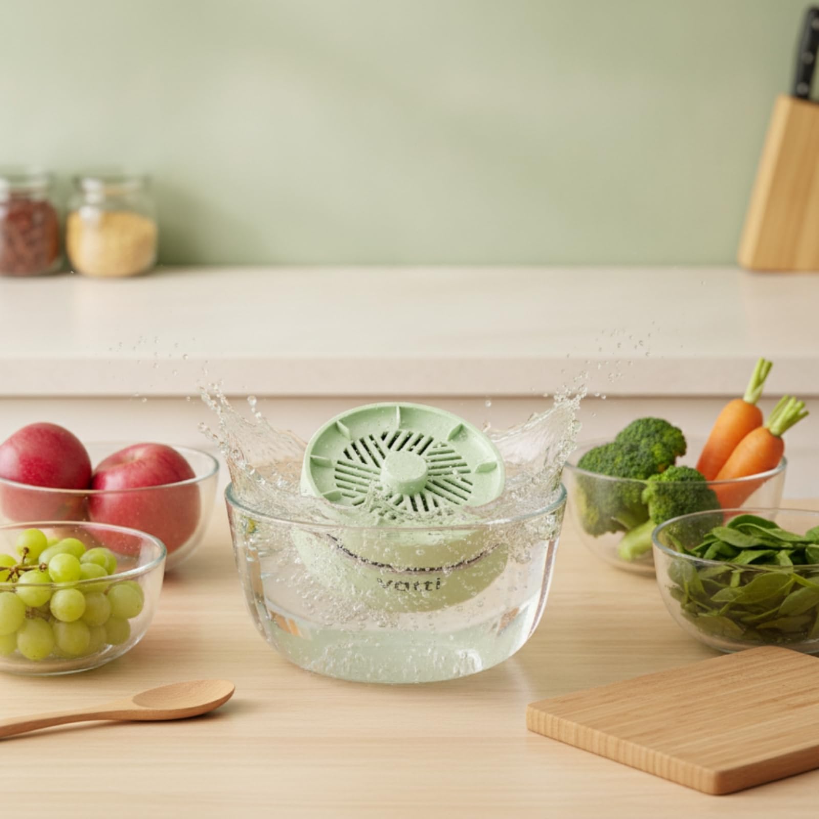 rockible Pulitore Industriale Purificatore Alimentare Dispositivo Lavaggio Verdure Purificatore Frutta Detergente Cucina in Titanio E Plastica Impermeabile, Array, Bianco Vivace