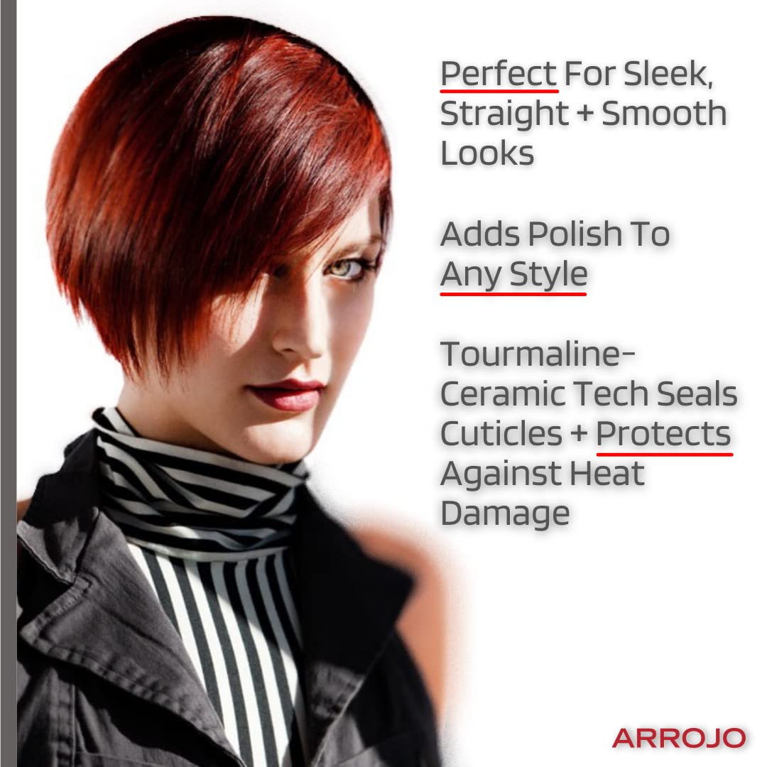 Arrojo AP-C450 White Ceramic Smoothing Iron — Dual Voltage Flat Iron — 450 Degrees in seconds — Ceramic Hair Iron for All Types of Hair — No Frizz Ceramic Plates — 1 ¼ Inches
