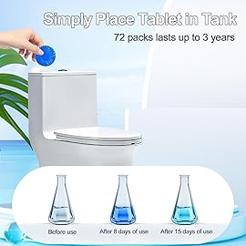 KIISIISO Toilet Bowl Cleaners Tablet 72 PACK, Automatic Toilet Cleaners for Deodorizing & Descaling, Long-Lasting Toilet Bowl Cleaner Tablets with Sustained-Release Technology Against Tough Stains
