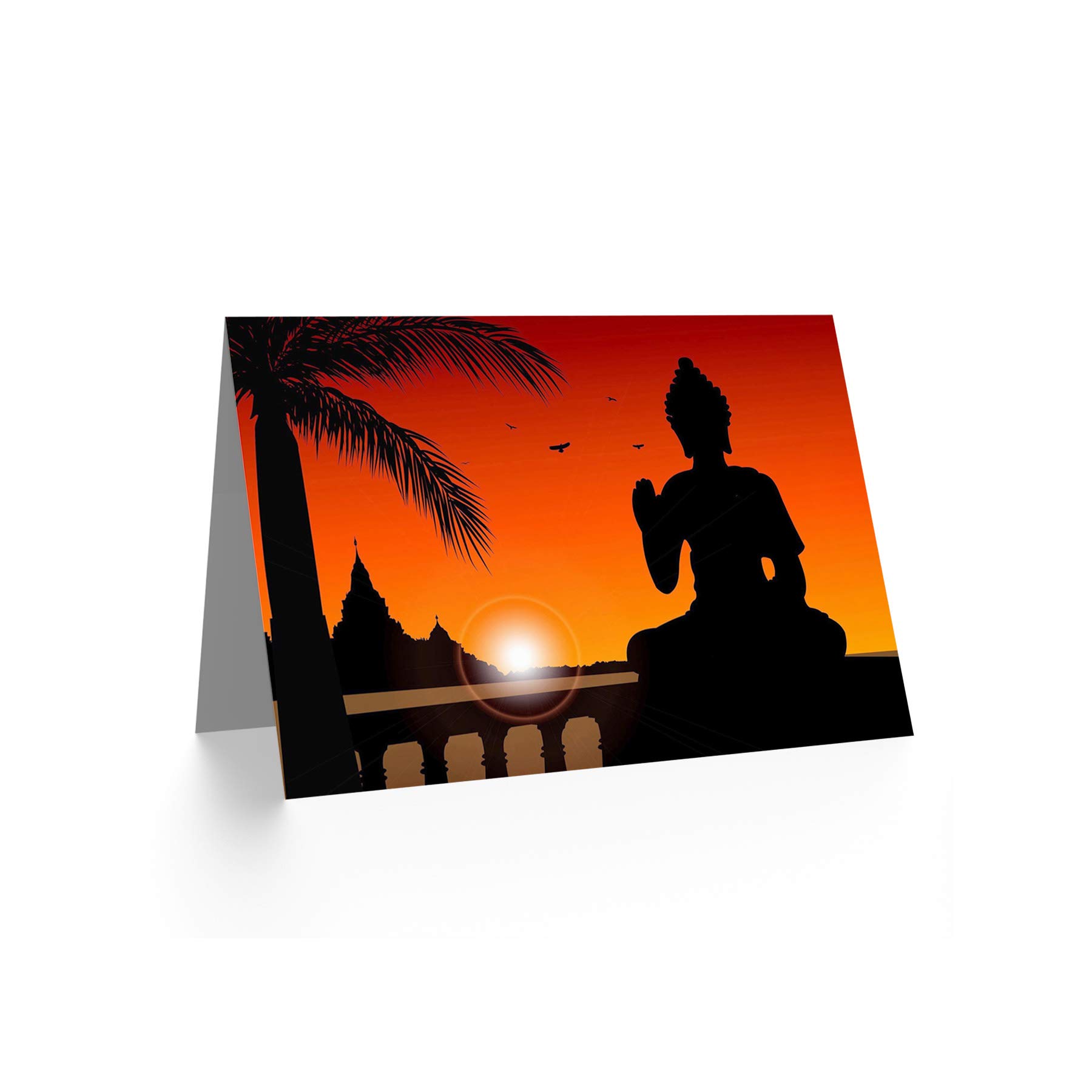 Wee Blue Coo Grußkarte 'Buddha-Kopf' – 15x15 Cm, Mit Umschlag, Blanko Innen Für Persönliche Nachrichten