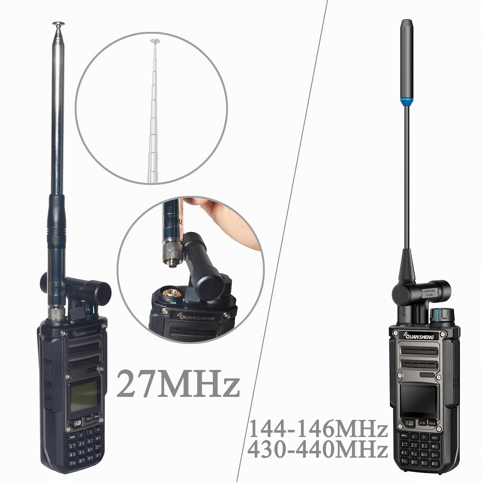 HYS Quansheng TK-11(8) 10W VHF/UHF Walkie Talkie, Puerto de Carga Type-C y batería de 3000mAh, analizador de Espectro, Radio bidireccional Profesional con Antena de 27MHz