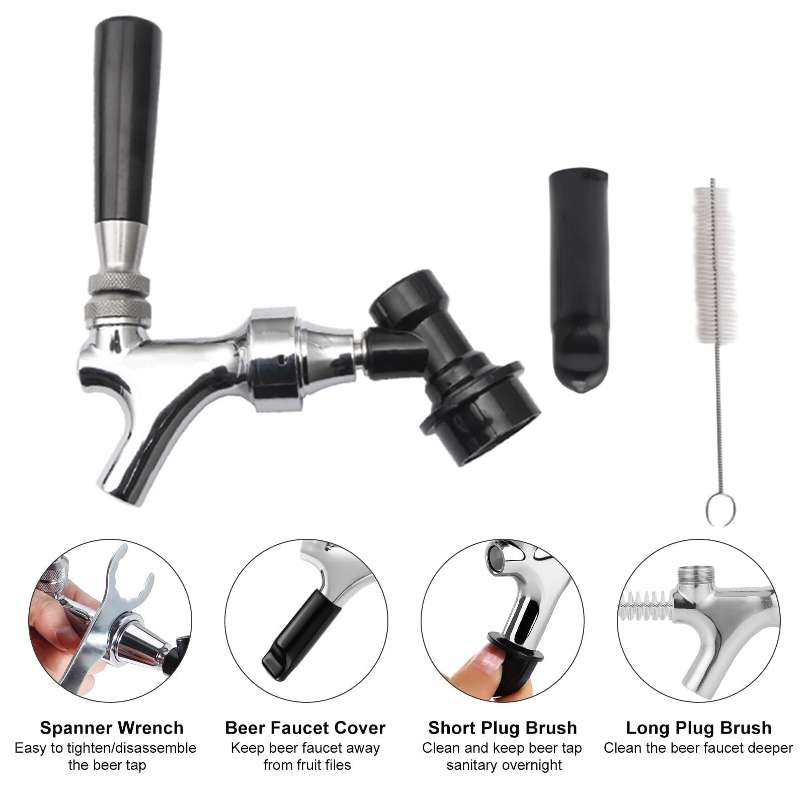 Grifo para barriles de cerveza fácil de instalar con desconexiones rápidas de acero inoxidable Grifo para barriles para fiesta para control de flujos precisos Bloqueo de bola Grifo para cerveza
