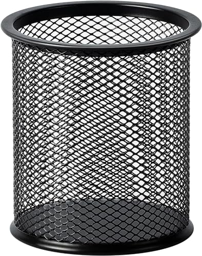 Image of ECLET Black Pen Holder Cup for Desk, Black Wire Mesh Pencil Cup Holder for Desk Office Pen Organizer