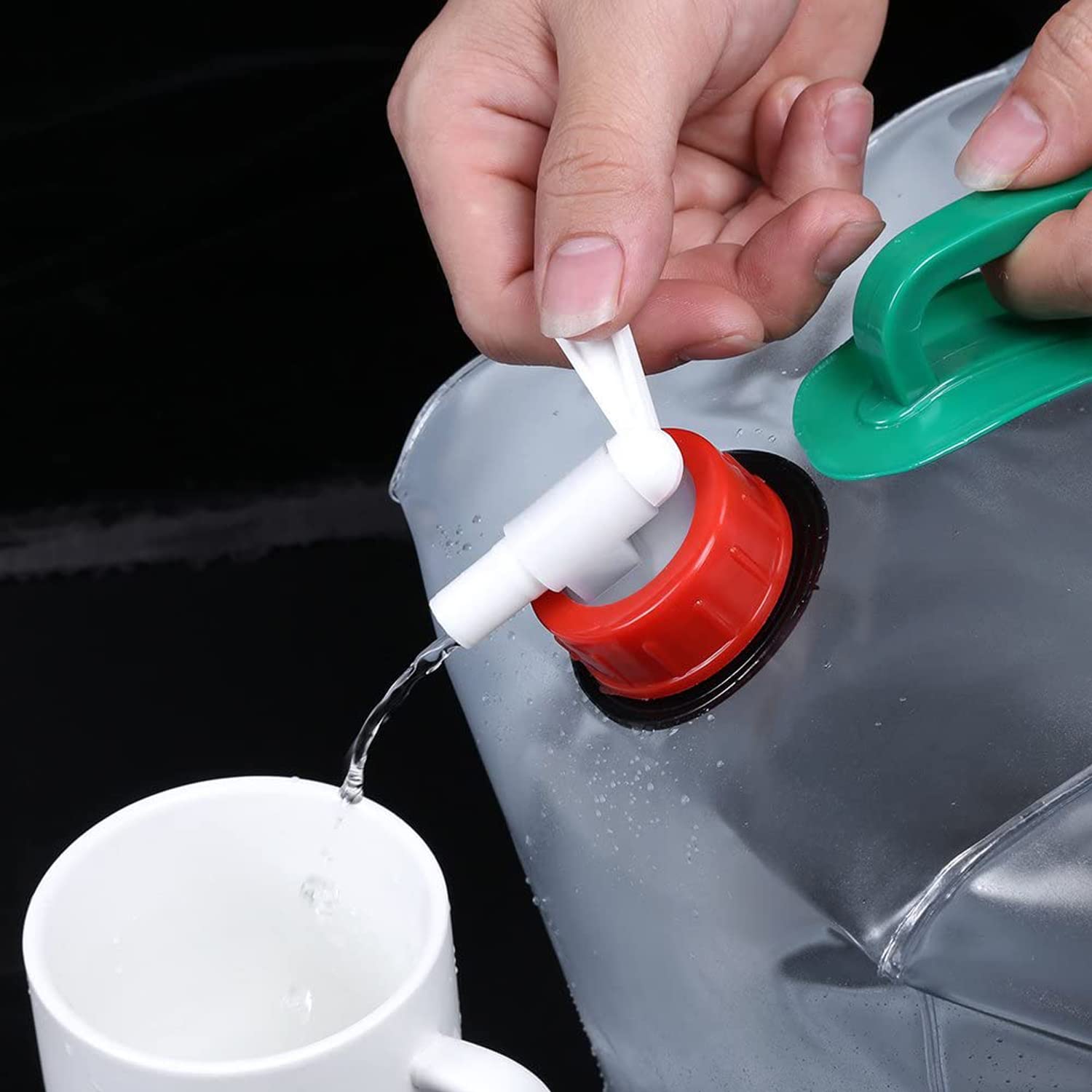 Faltbare Wasserkanister BPA Frei, Camping Wasserbehälter mit Hahn, Lebensmittelecht Wassertank mit Griff, Trinkwasserkanister für Reise Auto Outdoor, 2 Stück